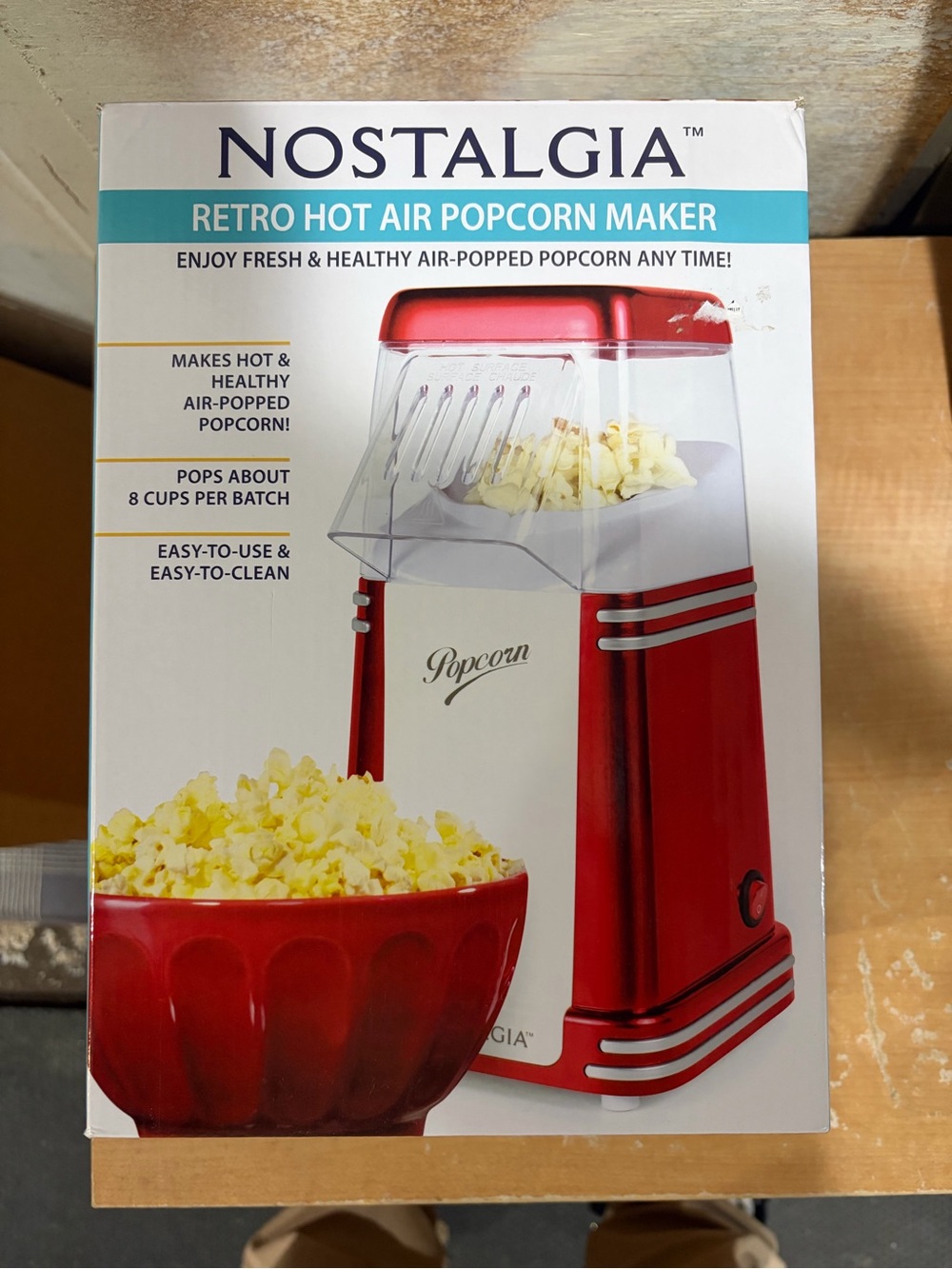 Nostalgia Red Retro Countertop Hot Air Popcorn Maker